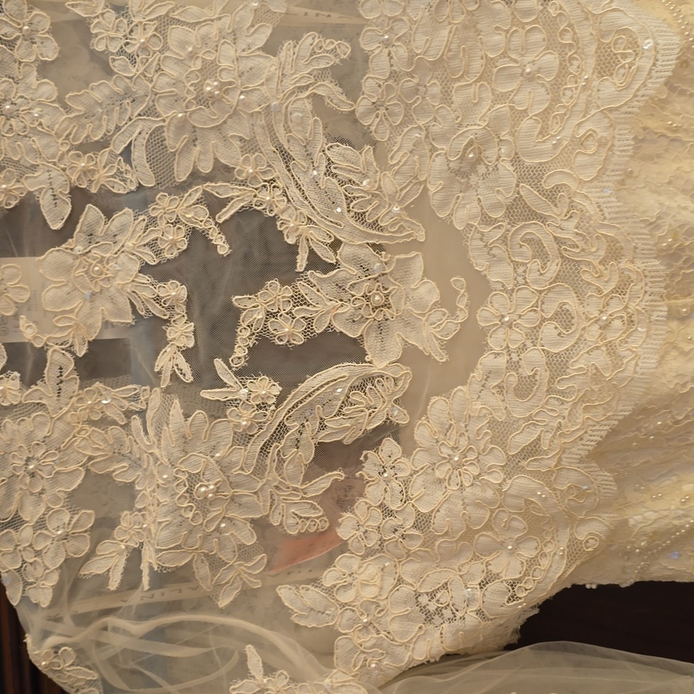 David's Bridal wedding gown with crop jacket!!  Dress is a size 6 jacket a small - Picture 7 of 14